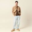 Blouson zippé col montant taupe homme