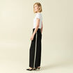 Pantalon large taille haute noir femme