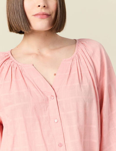 Blouse manches longues rose femme