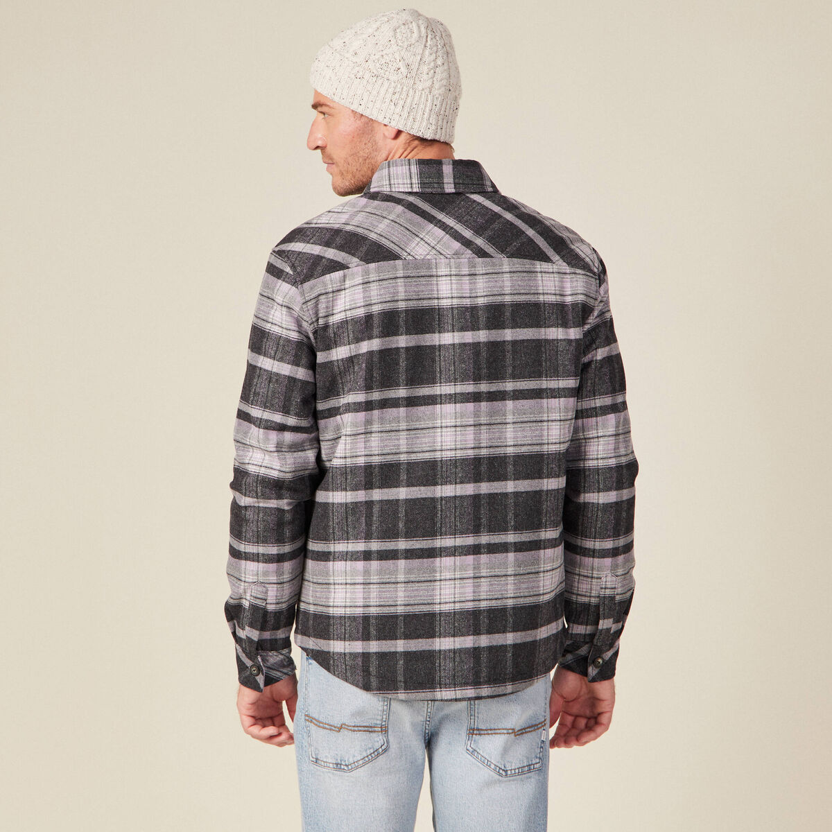 Surchemise &agrave; carreaux col classique parme homme