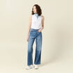Jeans large taille haute denim stone femme