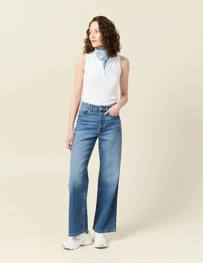 Jeans large taille haute denim stone femme
