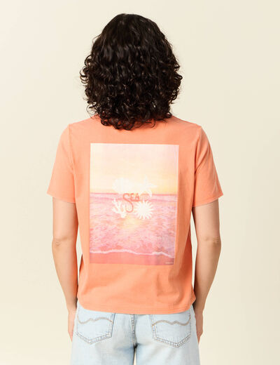 T-shirt manches courtes orange clair femme