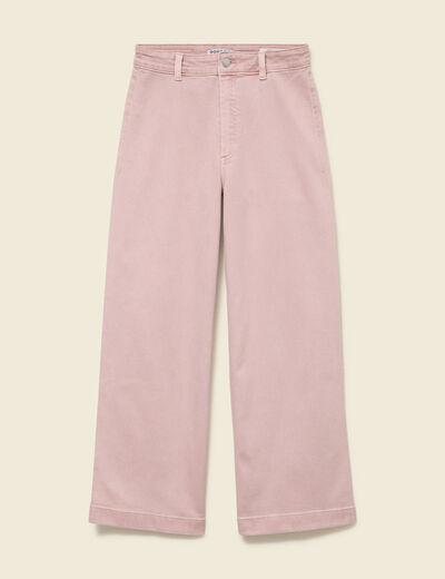 Jeans large cropped taille haute rose clair femme