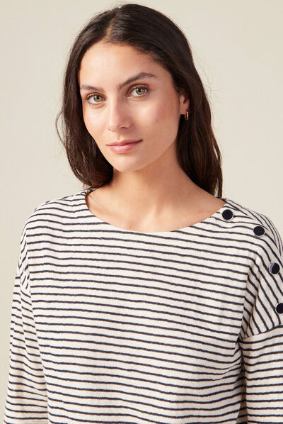 T-shirt manches longues bleu foncé femme