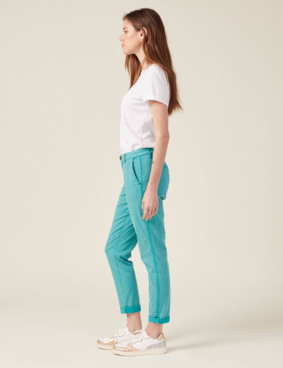 Pantalon chino Instinct bleu turquoise femme