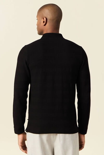 Polo manches longues noir homme