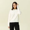 Pull col rond manches longues ecru femme