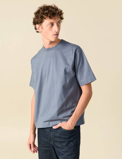 T-shirt en coton bleu gris homme