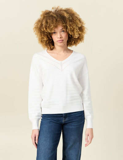 Pull manches longues blanc femme