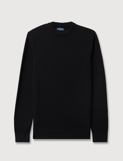 Pull col rond noir homme