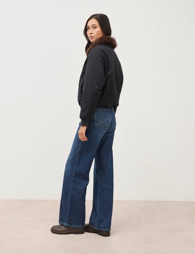 Blouson ample court col classique noir femme