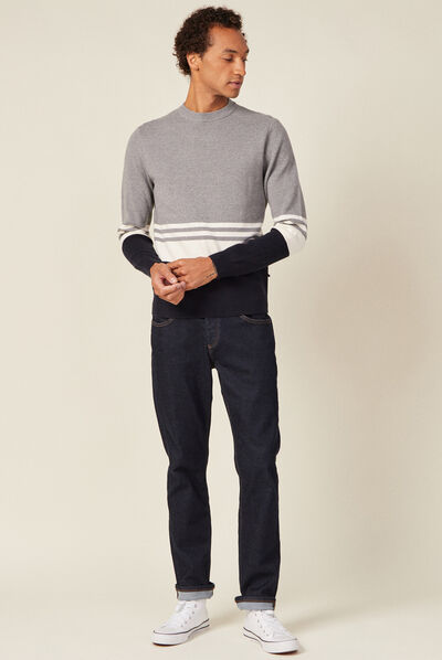 Pull col rond éco-resposnable gris foncé homme