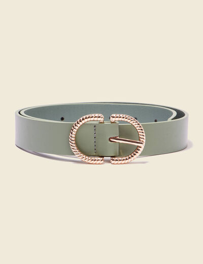 Ceinture double boucle vert olive femme