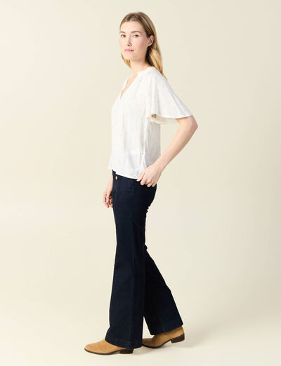 Blouse manches courtes bleu ciel femme