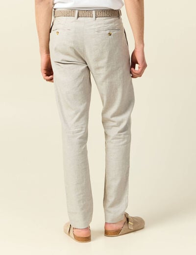 Pantalon chino longueur 32 avec ceinture gris homme