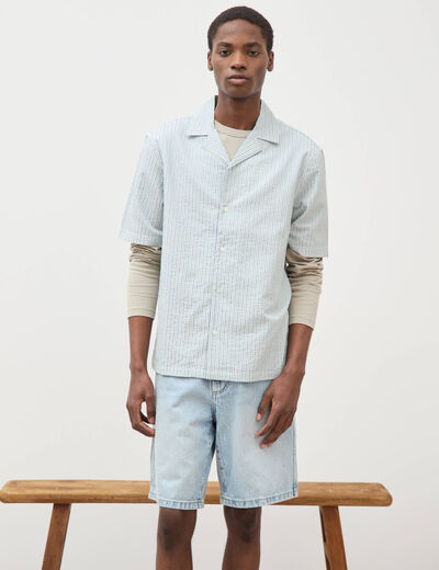Chemise boyfriend manches courtes vert clair homme