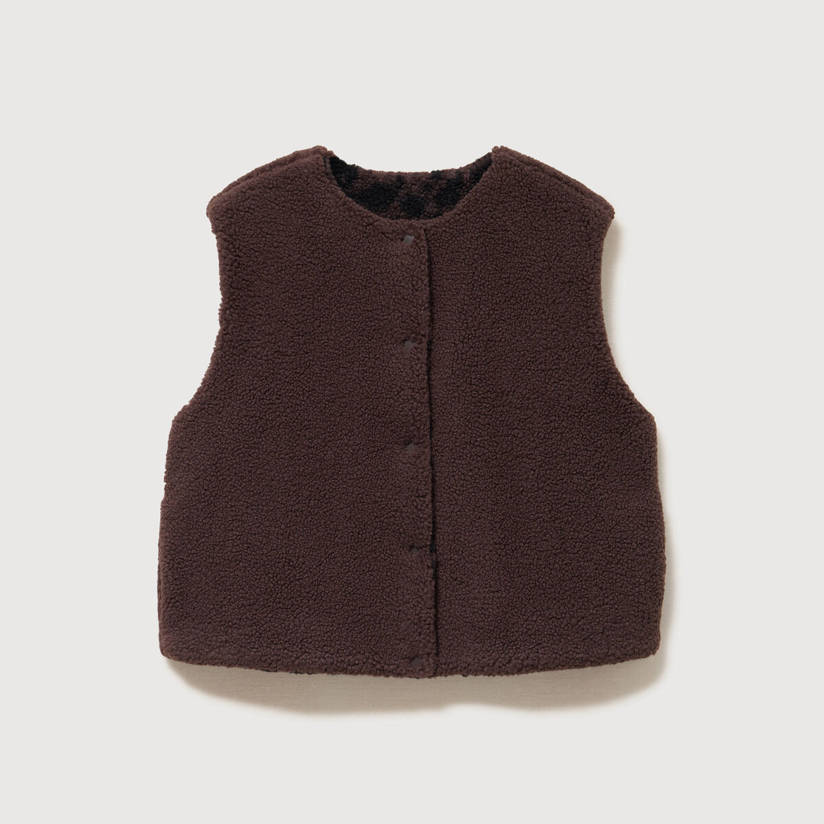 Gilet sans manches r&eacute;versible marron chocolat femme
