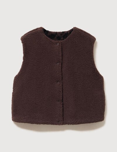 Gilet sans manches r&eacute;versible marron chocolat femme