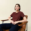 T-shirt manches courtes marron femme
