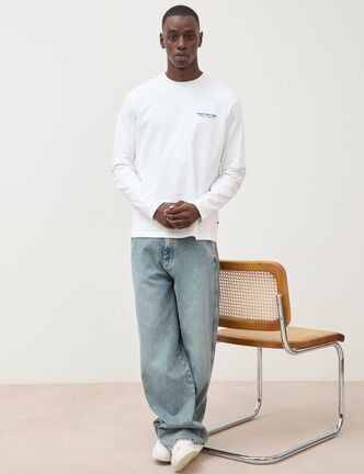 Jeans loose longueur 32 en coton denim dirty homme