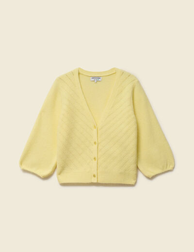 Gilet manches 3/4 jaune clair femme
