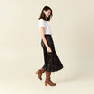Jupe midi évasée plissée noir femme
