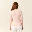 Pull manches courtes ajouré rose poudrée femme