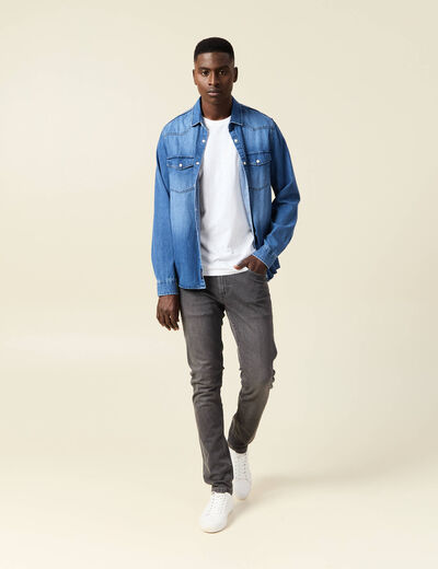 Jeans slim éco-responsable denim gris homme