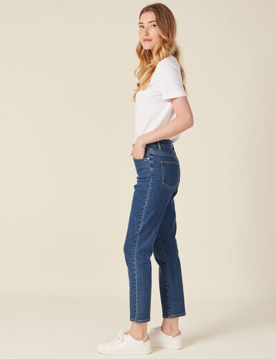 Jeans straight taille haute denim stone femme