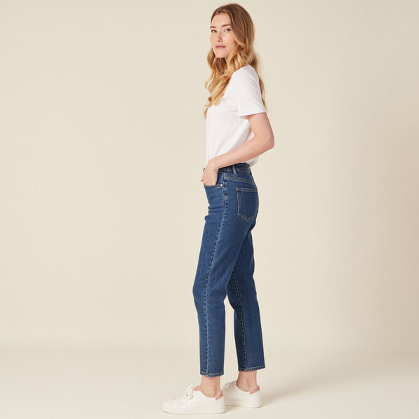 Jeans straight taille haute denim stone femme