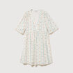 Robe fluide col v manches courtes bleu gris femme