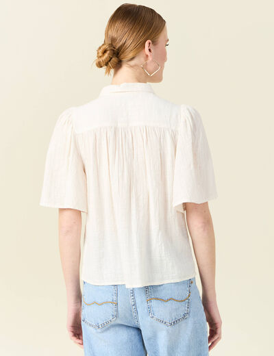 Chemise manches courtes creme femme