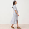 Robe manches courtes col am&eacute;ricain ecru femme