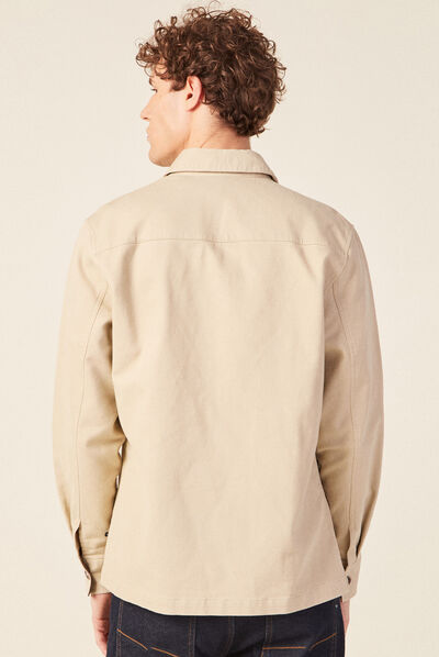 Surchemise manches longues beige homme