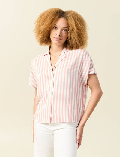 Chemise manches courtes fluide rose clair femme