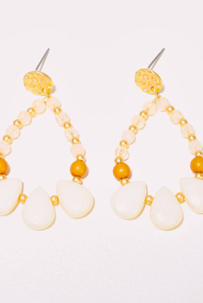 Boucles d'oreilles pendantes ecru femme