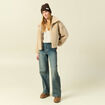 Veste oversize effet polaire col montant creme femme