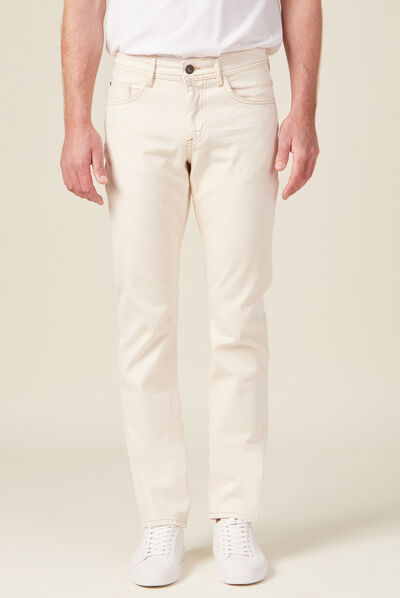 Jeans straight 5 poches ecru homme