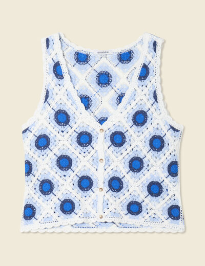 Débardeur en crochet bleu femme