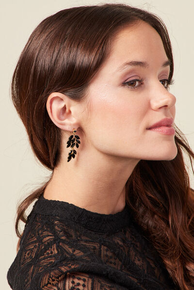 Boucles d'oreilles pendantes noir femme