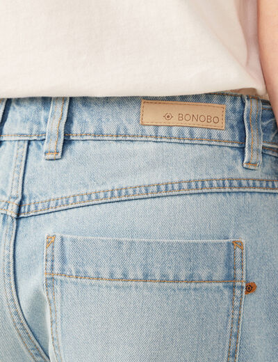 Jeans cargo 5 poches denim bleach femme