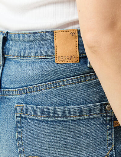 Jeans large taille haute denim stone femme