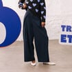 Pantalon ample taille standard bleu marine femme