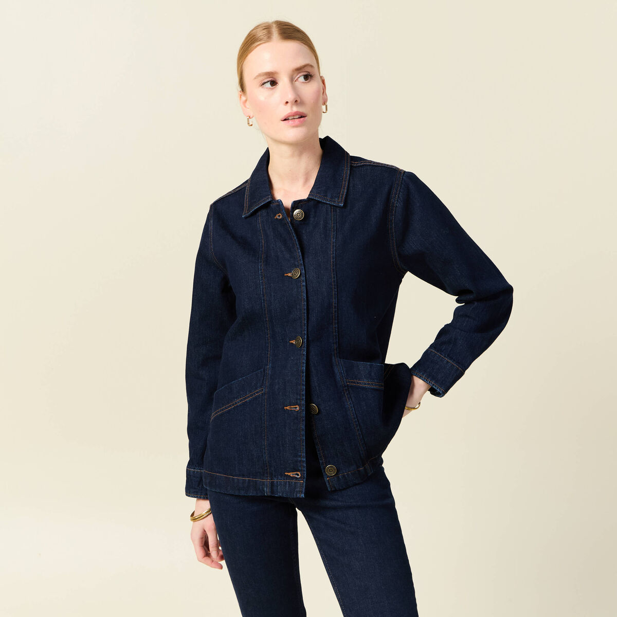 Blouson surchemise en jean denim brut femme