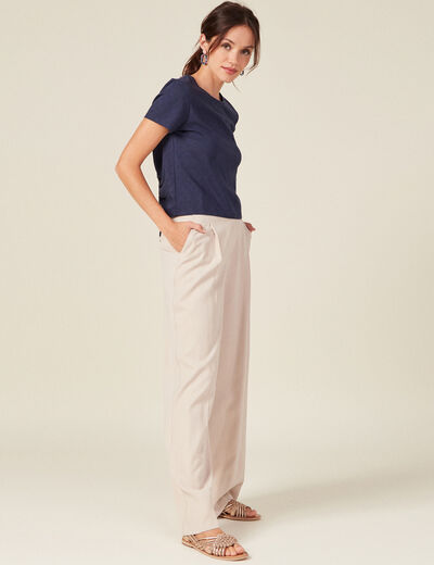 T-shirt manches courtes bleu marine femme