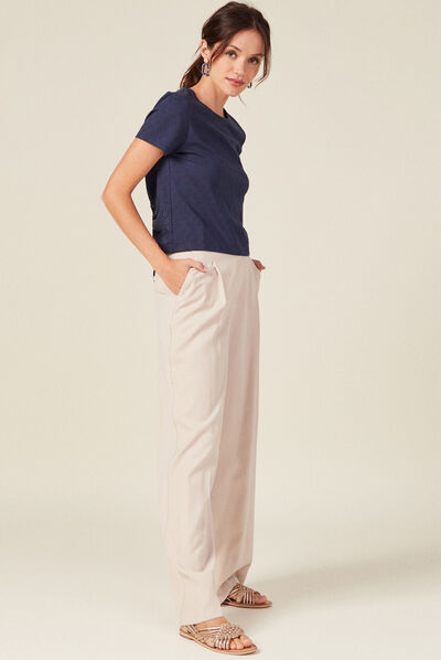 T-shirt manches courtes bleu marine femme