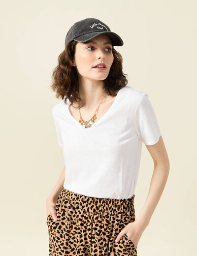 T-shirt manches courtes blanc femme