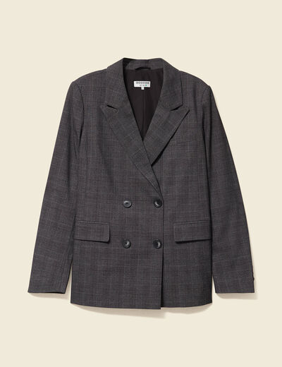 Veste oversize manches longues doublée gris foncé femme