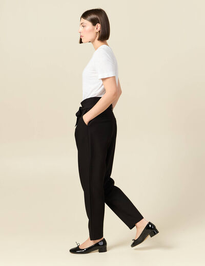 Pantalon carotte taille haute noir femme
